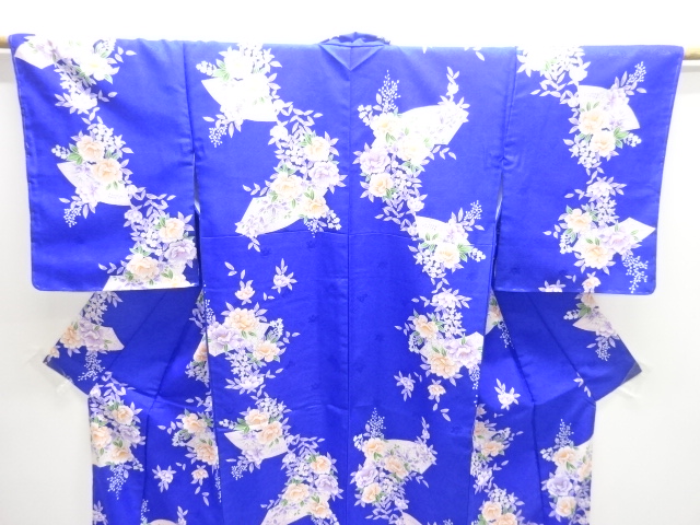  未使用品　地紙に花模様小紋着物